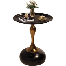 XUDREZ Kleiner runder Beistelltisch Luxus Couchtisch Wohnzimmer Metall Umzug Schlafzimmer Nachttisch Kreative Sofa Seite Italienischer Stil Balkone Runder Gartentisch zum Trinken (Schwarz)