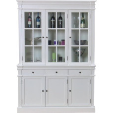 Moebelnet Amaretta Display Cabinet, Buffet Top, Antique Patinated, White Lacquered