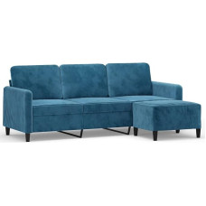 ULUYYUC Chaise Longue Camping Sofa Sofas & Couches Sofa Bed - 3 Seater Sofa with Stool Blue 180 cm Velvet for Party Patio Lounge Garden