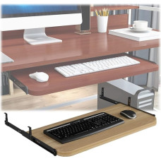 Ergonomische Tastaturablage aus Holz, verstellbar unter dem Schreibtisch, verschiebbare Tastaturablage, einfache Installation, 54, 60, 70 x 27 cm, perfekt für Heimbüro und Gaming-Setup