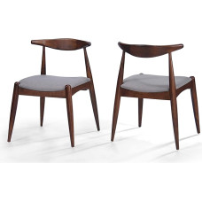 Christopher Knight Home Francie Set of 2 Dining Chairs Fabric Finish Dark Beige and Walnut