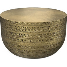 SIMPLIHOME Johnsen Boho 30 Inch Wide Metal Coffee Table in Antique Gold, Fully Assembled for the Living Room and Bedroom