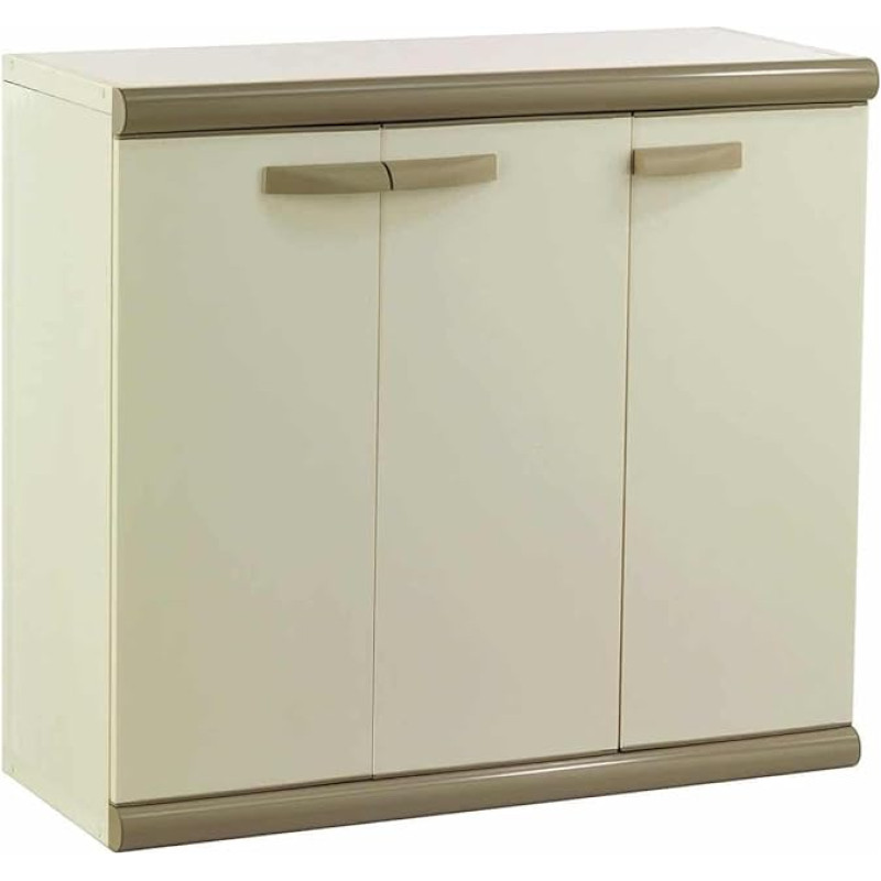 Gardiun Arizona 3 Door Resin Base Cabinet, Beige, 93.6 x 39 x 86 cm