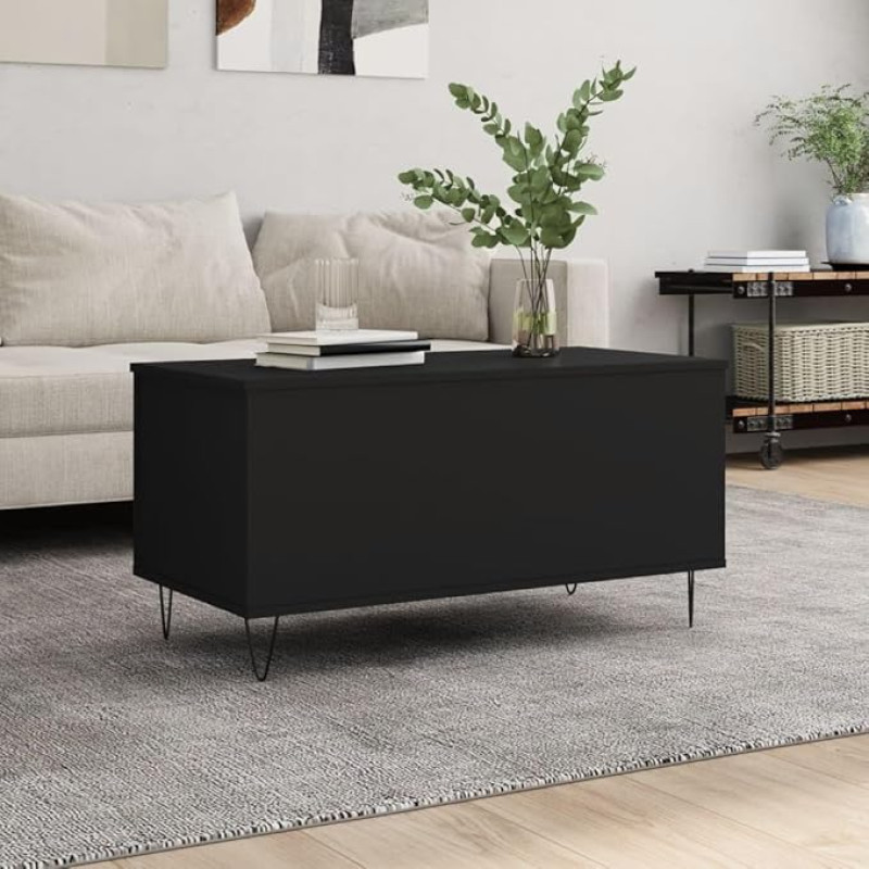 Hovothy Coffee Table 90 x 44.5 x 45 cm Small Living Room Kitchen Table Sofa Table Extendable Living Room Table Side Table Coffee Table Black