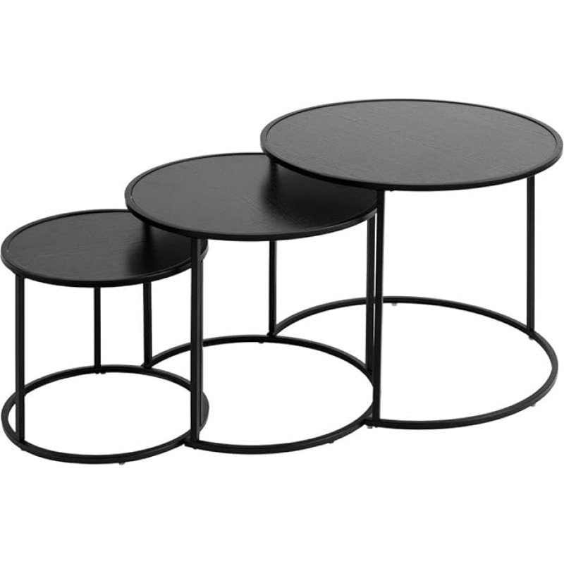 Atmosphera Set of 3 Side Table Noan Black B54 45 35 cm