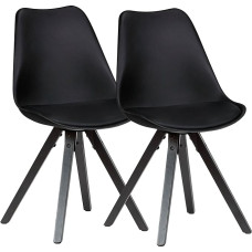 KADIMA DESIGN Scandinavian Dining Room Chairs Set of 2 Black Upholstered Kitchen Chairs