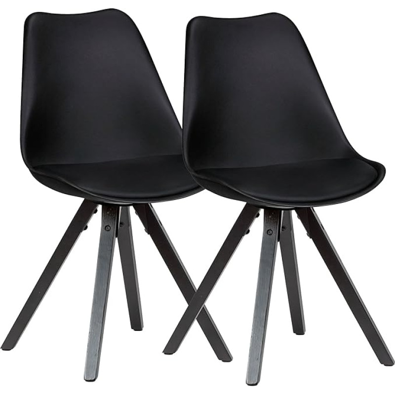 KADIMA DESIGN Scandinavian Dining Room Chairs Set of 2 Black Upholstered Kitchen Chairs