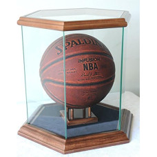Sechseckige Glasvitrine für Basketball, Fußball, Baseballhandschuh, Fußball, Helme