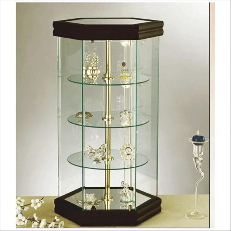 VM ART DESIGN GLASS BY VETRERIA MICELI Revolving VM112GTL Glass Display Case (Dark Wood)