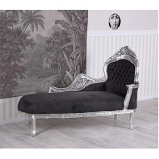 Cat590e02 Gigantic Chaise Longue Canapee Rococo Silver Black Wood 165 cm Palazzo Exclusive