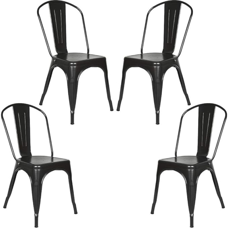 Set of 4 Industrial Chairs Dining Room Metal Stool Kitchen Garden Balcony
