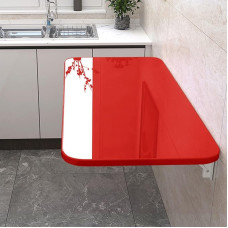 Folding Wall Table Laundry Kitchen Space Saving Floating Workbench Compact Folding Design for Small Spaces Red