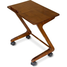 FLYJOE TV Tray Table with Wheels, Solid Rubberwood, Side Table, Coffee Table, Laptop Desk, Removable Snack Tray for Coffee Bed, Sofa, Dining, Writing, Reading, Living Room,