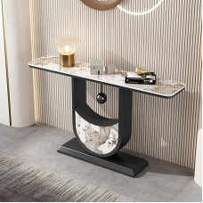 Konsolentisch Schmal, Eingangsbereich Deko Tisch, Sofatisch, Mit Metallgestell, Moderne Tische, Moderner Beistelltisch, Einfache Montage, für Kleinen Raum, für Eingang, Wohnzimmer(Black A,150cm/59in)