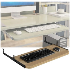 Höhenverstellbare Tastaturablage, ergonomisch, aus Holz, ausziehbar, 54 x 60 x 70 x 27 cm, einfache Installation, platzsparende Tastaturunterstützung für Home Office