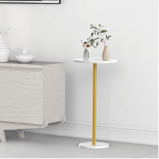 NOVIMANGO Small White Round Side Table, Pedestal Table, Drink Tables for Small Spaces, Cocktail Stand, Side Table for Living Room, Coffee Table, Bedside Table for Bedroom, Sofa and Balconty