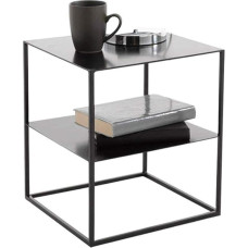 CAFIEDR Coffee Table, Sofa Table, Metal Two Tier Storage Bedside Table for Bedroom, Black-40 x 40 x 45 cm