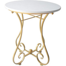 Round Tea Table Nordic Style Coffee Table Iron Art MDF Side Table Marble Pattern Modern Round Side Table Golden Legs Living Room Bedroom Chipboard (Size: 55 x 65 cm)