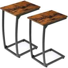 LAKEMID C-Shaped Side Table, Set of 2, Side Table for Couch, TV Tray, Table for Living Room, Bedroom (Rustic Brown)