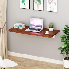 Klapptisch zur Wandmontage, platzsparend, für kleine Räume, ideal für Büro, Waschküche, Schlafzimmer, vielseitiger Klapptisch für Computer und Wäsche (Teakholz)