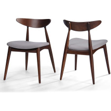 Christopher Knight Home 299972 Barron Dining Chair Set Light Grey/Walnut