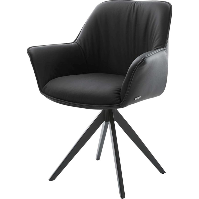 DELIFE Keila-Flex Upholstered Chair with Armrests Cross Frame Angled Black Genuine Leather Black