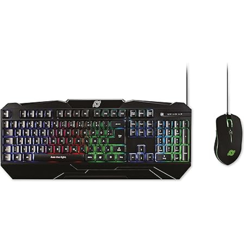 MediaRange Gaming Series Keyboard and Optical 6 Button Gaming Mouse Set, QWERTZ, Black
