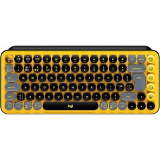 Logitech POP Keys Mechanical Wireless Keyboard with Customizable Emoji Keys, Scandinavian QWERTY Layout - Yellow/Black