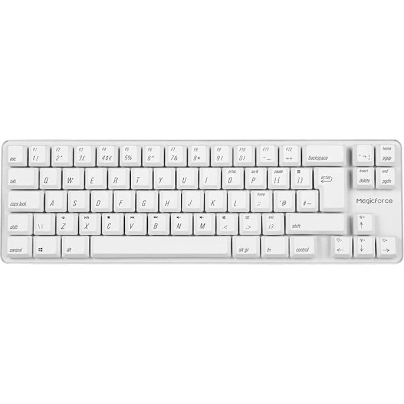 Qisan Wired Mechanical Gaming Keyboard PBT Keycaps 69 Keys Gateron Brown Switch White Illuminated UK QWERTY Layout Gaming Keyboard White