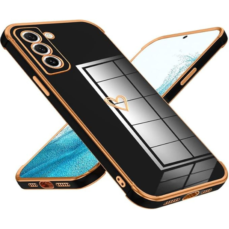 Keteen Mobile Phone Case for Samsung Galaxy S22 Plus Case Cute Heart Pattern Girls Galvanised Camera Protection Soft TPU Silicone Protective Case Ultra Thin Shockproof Case for Samsung Galaxy S22 Plus