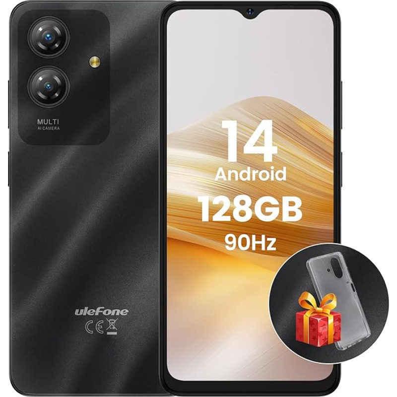Ulefone Note 21 mobiiltelefon 2025 Android 14 8GB + 128GB/1TB SD Octa Core 6,56-tolline HD + 2.5D 90Hz 13P + 8MP kaamera 5000mAh nutitelefon ilma lepinguta 4G Dual SIM sõrmejälg + Face ID GPS OTG