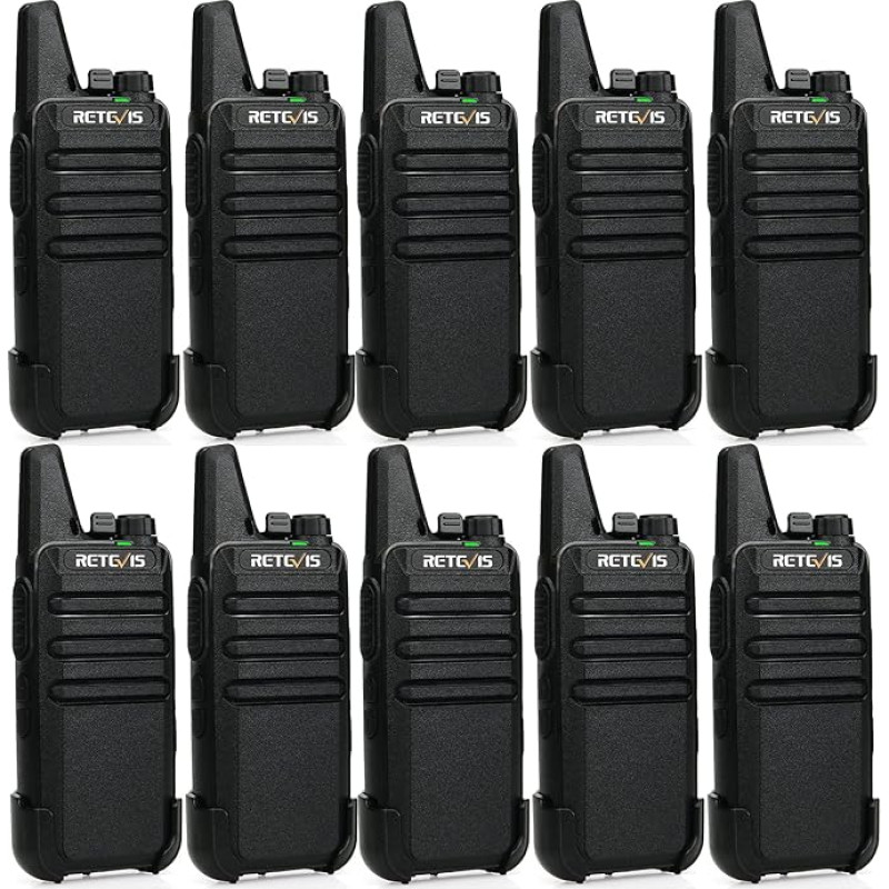Retevis RT22 Mini Walkie Talkie Ultrathin Ultralight Walkie Talkies VOX UHF 16 kanaliga CTCSS / DCS TOT Scan Squelch kahesuunaline raadio (must) (5 paari)