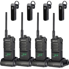 Retevis RB689 Walkie Talkie Long Range, raadio koos juhtmeta kõrvaklappidega, 2600 mAh, USB-laetav, taskulamp, raadiokomplekt töövõtjatele (must, 4 tk)