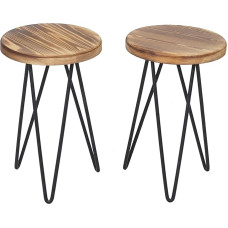 Mendler Set of 2 Side Tables HWC-A80, Bedside Table, Coffee Table, Industrial Real Wood, MVG Certified, Diameter 25 cm, Natural Colour