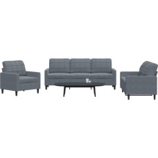 Brokky 3278352 3-Piece Sofa Set with Cushion Sofa Living Room Sofa Set Sofas for Living Room Dark Grey Velvet