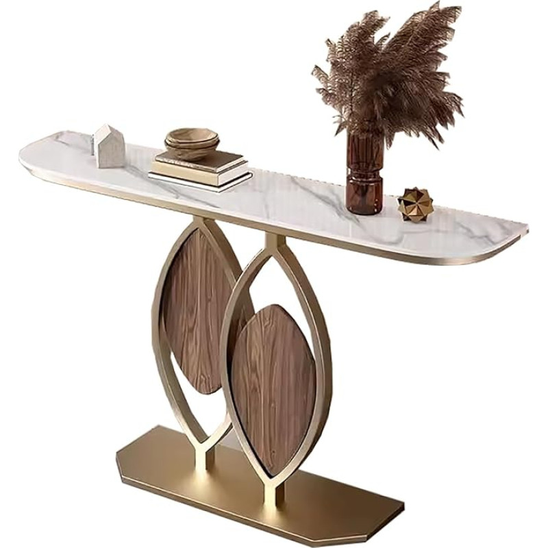 zxhrybh Golden Console Table, Modern Console Table, Geometric Narrow Table with Metal Base, for Entrance, Hallway, Living Room, Hallway Table (White, 31.4 inches/80 cm)