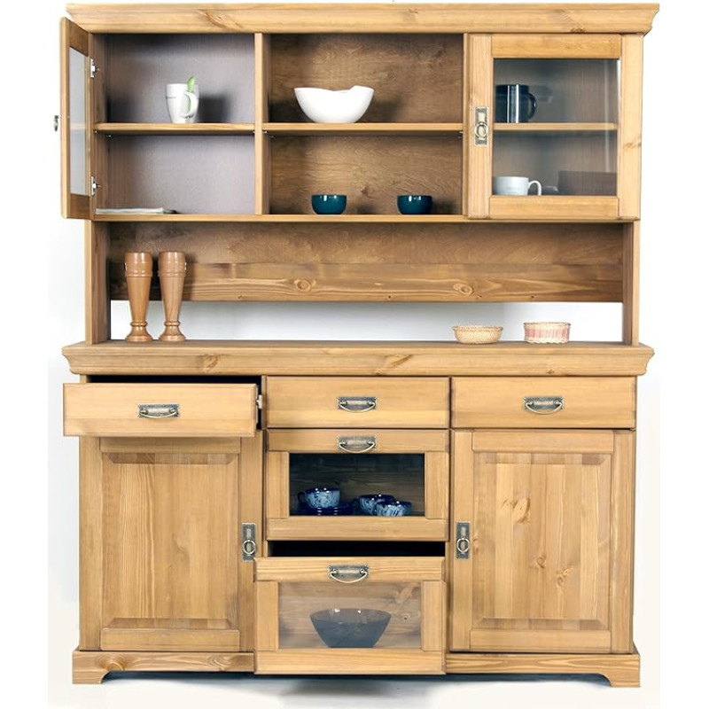 clever-moebel Buffet, Sideboard, Chest of Drawers, Made Of Pine Wood, Leached/Oiled, Cabinet, Dresser