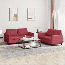 Juroupi 2-Piece Sofa Set with Cushion Sofa Living Room Sofa Set Living Room Sofa Set Sofas for Living Room Wine Red Faux Leather