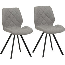 SVITA Diamond Dining Room Chairs Set of 2 Kitchen Chairs Upholstered Chair Quilted Fabric Cover Light Grey