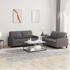 Juroupi 3201360 2-Piece Sofa Set with Cushion Sofa Living Room Sofa Set Sofas for Living Room Grey Faux Leather