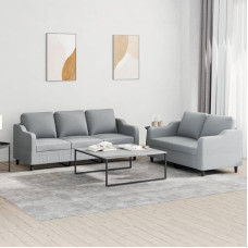 Brokky 2-TLG. Sofagarnitur mit Kissen Sofa Wohnzimmer Sitzgruppe Wohnzimmer Sofa Set Sofas FüR Wohnzimmer Hellgrau Stoff / 3201834