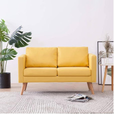 ZEYUAN 2 Seater Sofa, Couch for Living Room, for Flats, Couch with Sleep Function, Lounge Sofa, Sofas & Couches, Relax Sofa, Fabric Yellow