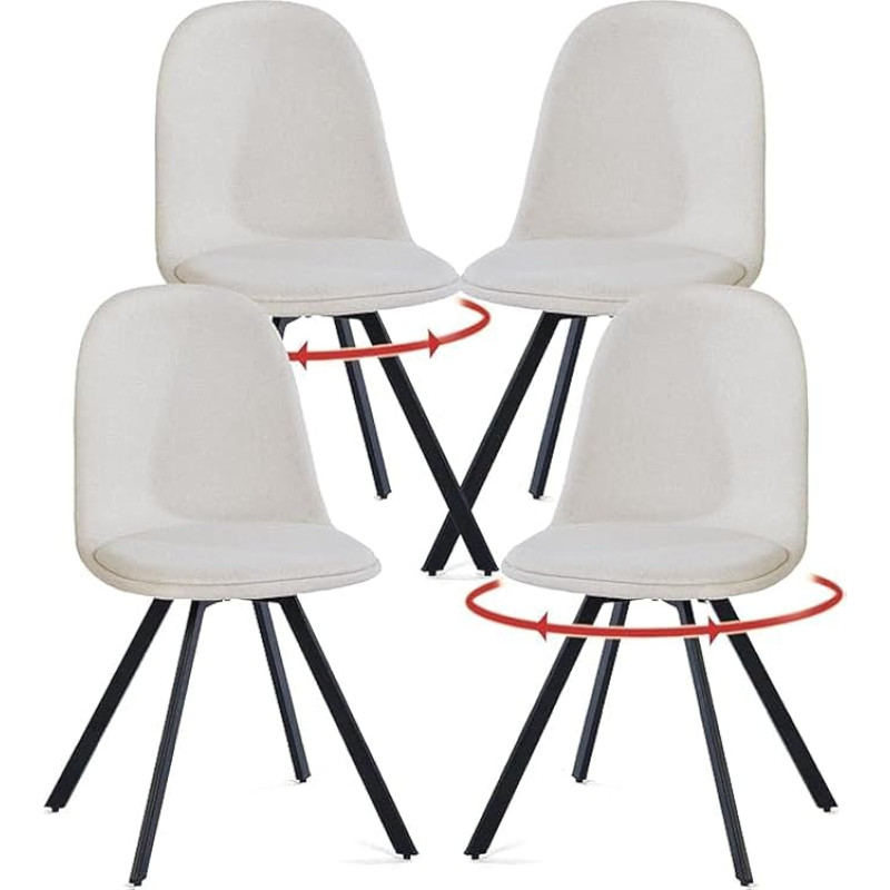 FurnitureR Set of 4 Fabric Rotating Dining Room Chairs, 360° Rotation, Leisure Kitchen Chairs for Dining Room, Living Room, Kitchen, Beige