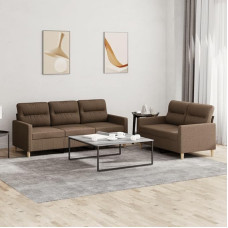 Juroupi 3201603 2-Piece Sofa Set with Cushion Sofa Living Room Sofa Set Sofas for Living Room Brown Fabric