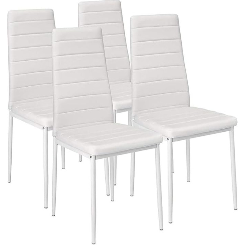BAKAJI Set of 4 Chairs Upholstered Faux Leather White 98 x 41 x 45 cm Metal Unica