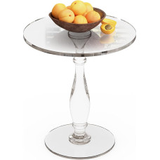 Artloge Acrylic Side Table 47 cm High: Round Transparent Side Tables, Coffee Table with Impact-Resistant Glass, Modern Table for Small Spaces, for Living Room, Bedroom, Bathroom, Hallway