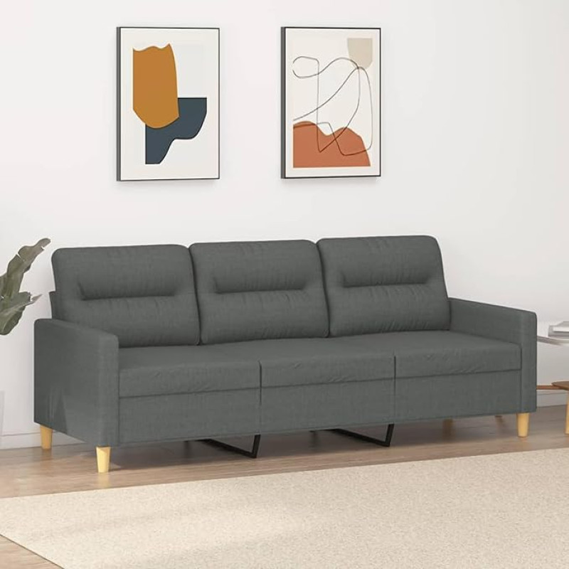 SECOLI Sofa 3 Seater 3-Seater Sofa 3-Seater Sofa Two Seater Sofa Sofas & Couches Small Sofa for Teenager's Room Sofa Living Room Couch 3 Seater Dark Grey Fabric 3-Seater: 180 cm