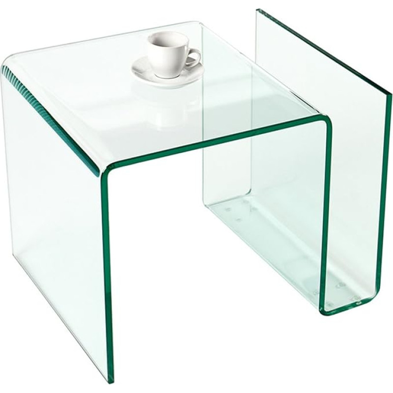Ghost Extravagant Glass Coffee Table Side Table with Magazine Shelf Transparent