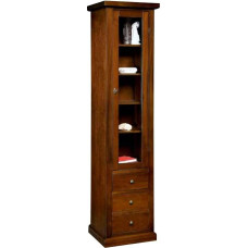 Mar.c.a. Design - Elegant living room display case made of poplar wood, dark walnut with 1 door and 5 rooms - living room cabinet, poor art made in Italy - dimensions 45 x 41 x 187 h