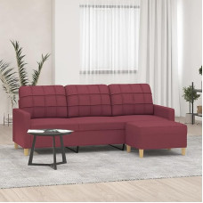 Snsowed 3201007 3-Seater Sofa with Stool, Wine Red, 180 cm Fabric, Sofas & Couches, Sofa Living Room, Sofa for Teenager's Room, Relax Sofa, Sofa for Bedroom, Upholstered Sofa